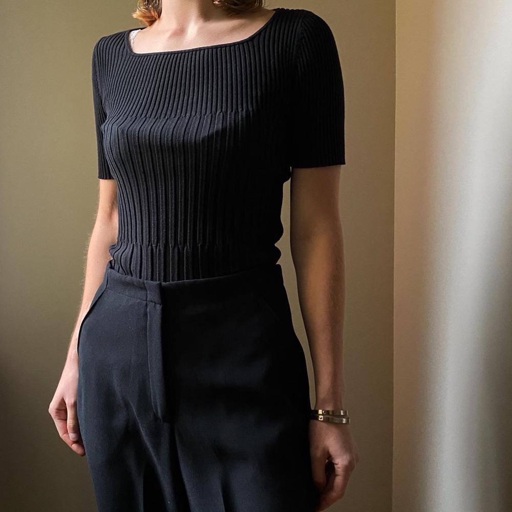 Vintage Black Worthington Knit Shirt- Size S (EUC)